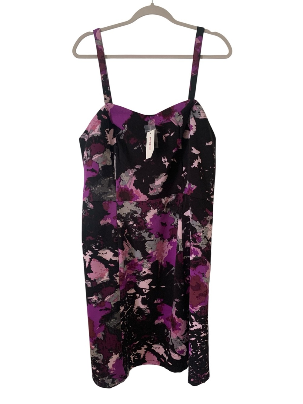 NWT Lane Bryant Abstract Watercolor Floral Midi Dress 16/1X Purple Pink Cocktail